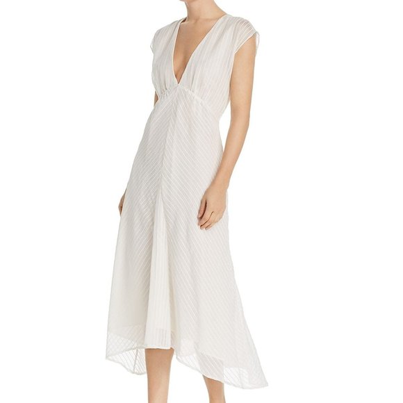 JOIE Shaeryl Striped Midi White Dress - Picture 1 of 7